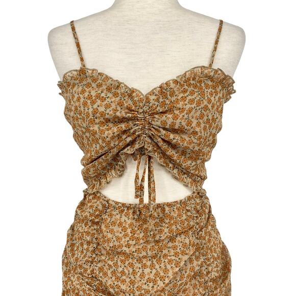 ILLA ILLA Micro Floral Cut Out Cinched Mini Dress Size Large Cottagecore - Picture 7 of 9